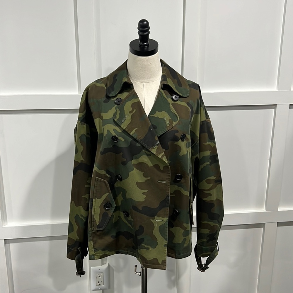 Lini Fatigue Pea Coat, L